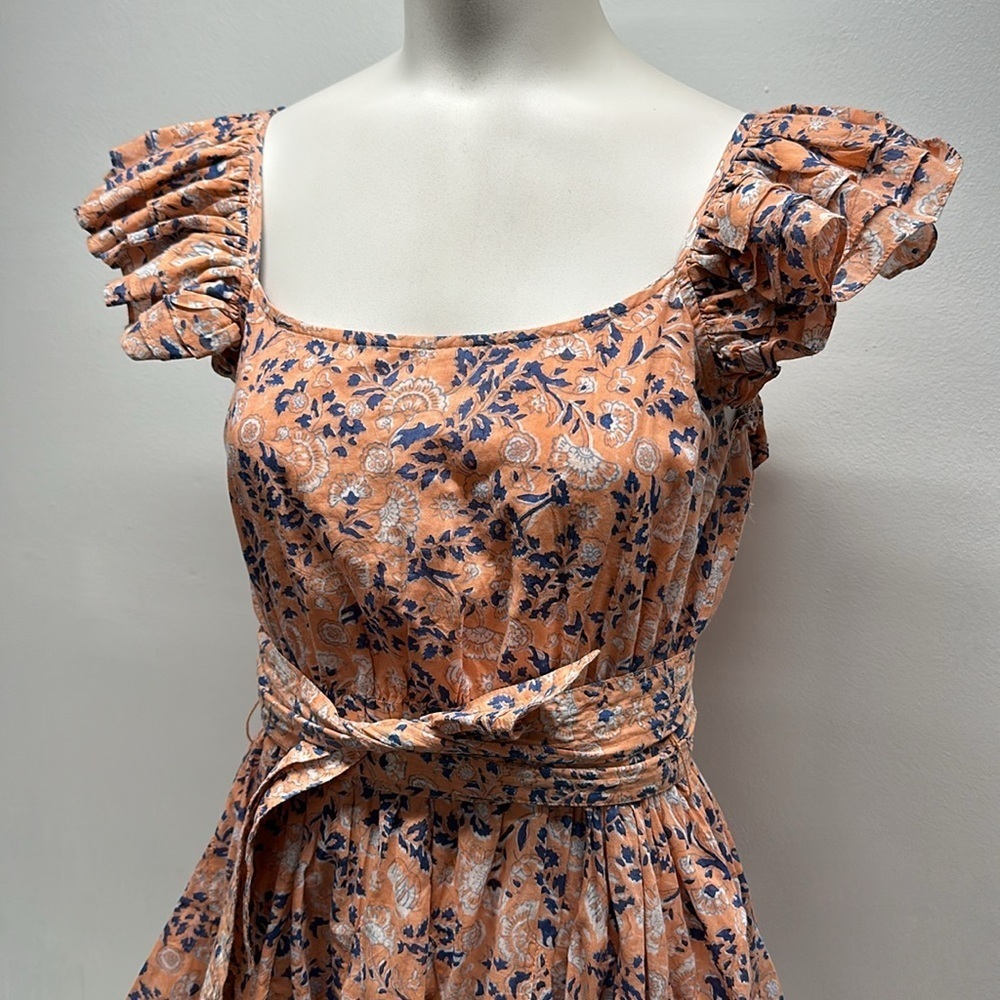 Cleobella Britt Mini Dress Sleeveless Positano Floral Flowers Tiered Pink Small - Picture 3 of 11